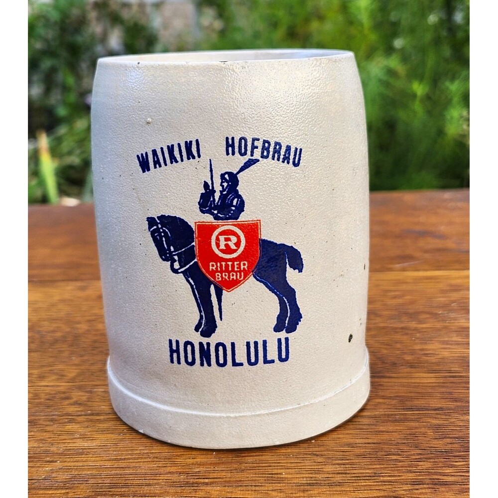 Vintage Waikiki Hofbrau Honolulu Hawaii – 0.5L Salt-Glazed Stoneware Beer Stein